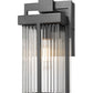 Z-Lite Fortis 5031S-BK 1-Light Aluminum Sand Black Frame Clear Ribbed Glass Shade Outdoor Wall Light
