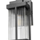 Z-Lite Fortis 5031S-BK 1-Light Aluminum Sand Black Frame Clear Ribbed Glass Shade Outdoor Wall Light