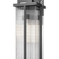 Z-Lite Fortis 5031XL-BK 3-Light Aluminum Sand Black Frame Clear Ribbed Glass Shade Outdoor Wall Light