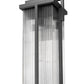 Z-Lite Fortis 5031XL-BK 3-Light Aluminum Sand Black Frame Clear Ribbed Glass Shade Outdoor Wall Light