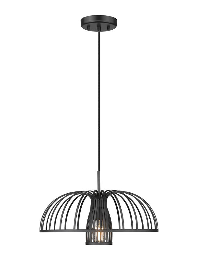 Z-Lite Valencia 16" 1-Light Matte Black Steel Pendant Light
