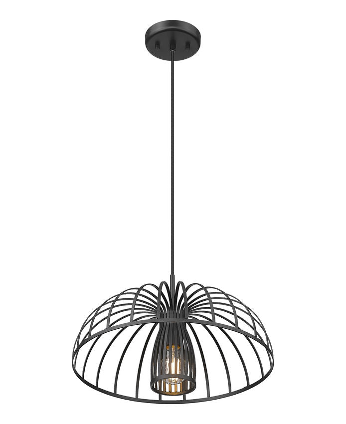 Z-Lite Valencia 16" 1-Light Matte Black Steel Pendant Light