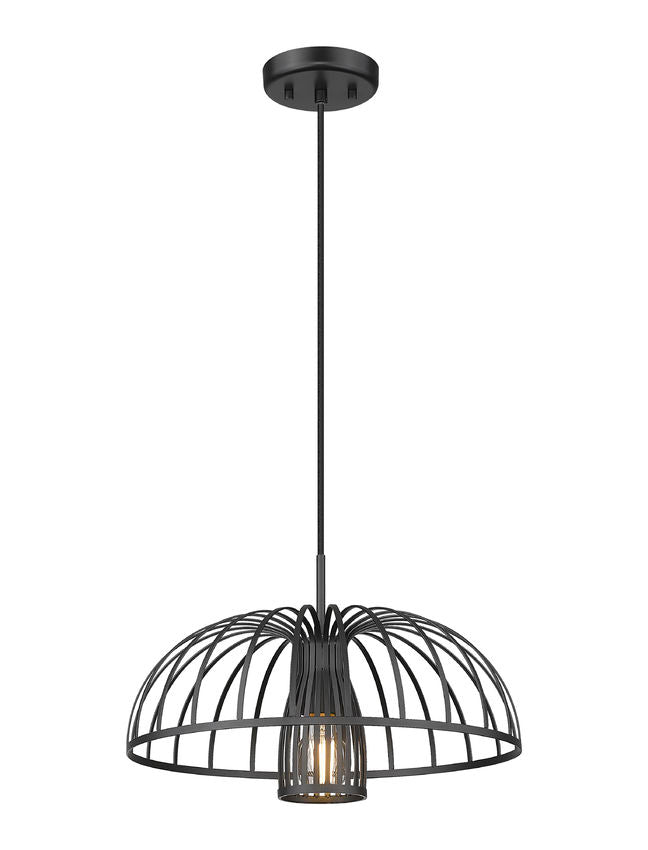 Z-Lite Valencia 16" 1-Light Matte Black Steel Pendant Light