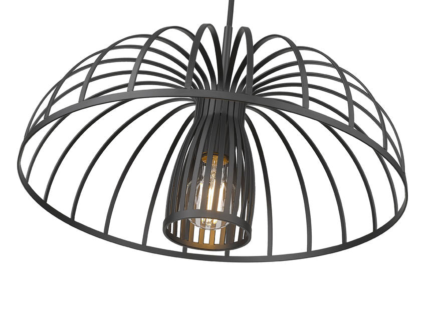 Z-Lite Valencia 16" 1-Light Matte Black Steel Pendant Light