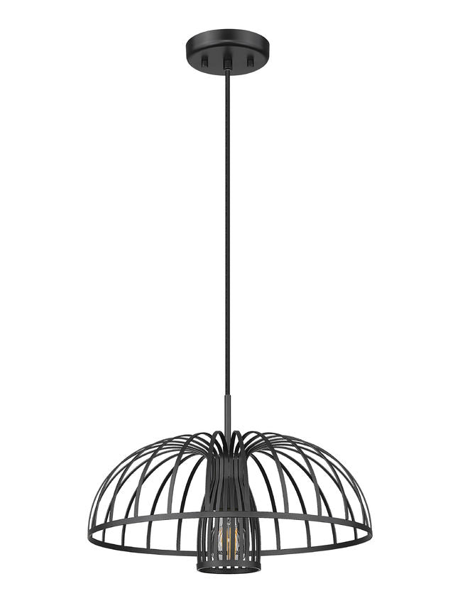 Z-Lite Valencia 16" 1-Light Matte Black Steel Pendant Light