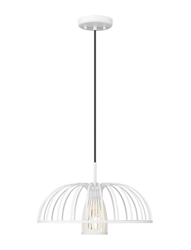 Z-Lite Valencia 16" 1-Light Texture White Steel Pendant Light