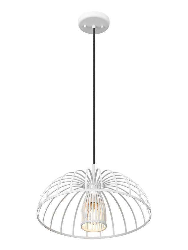 Z-Lite Valencia 16" 1-Light Texture White Steel Pendant Light