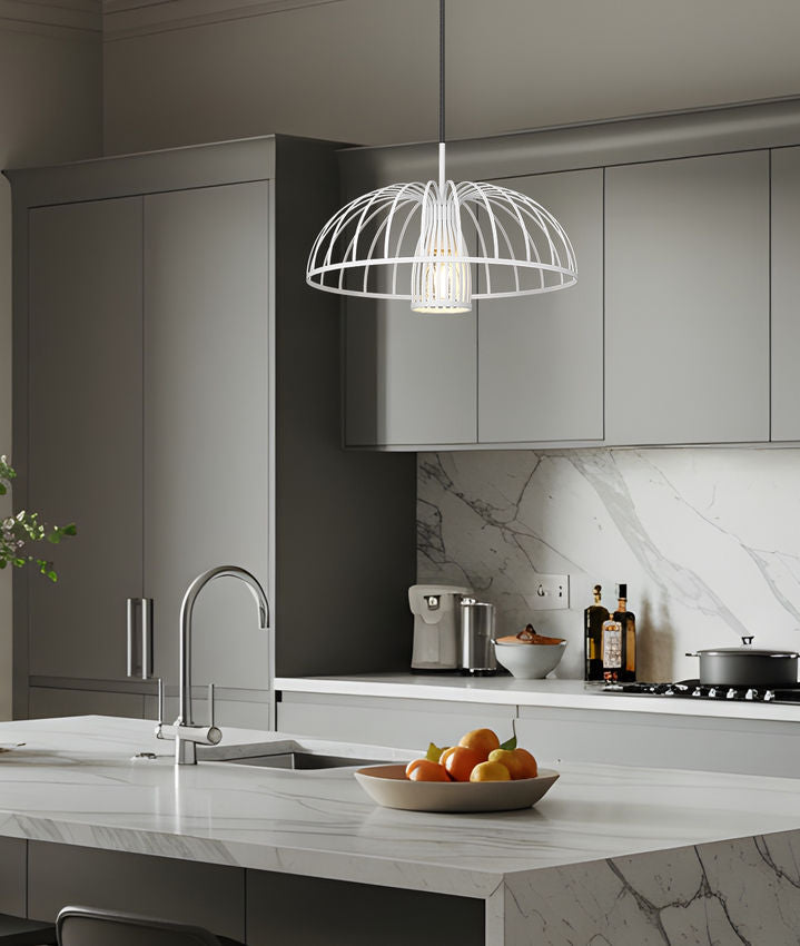 Z-Lite Valencia 16" 1-Light Texture White Steel Pendant Light