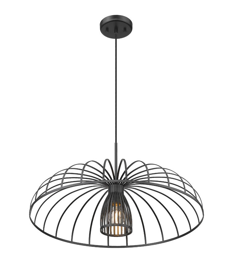 Z-Lite Valencia 24" 1-Light Matte Black Steel Pendant Light