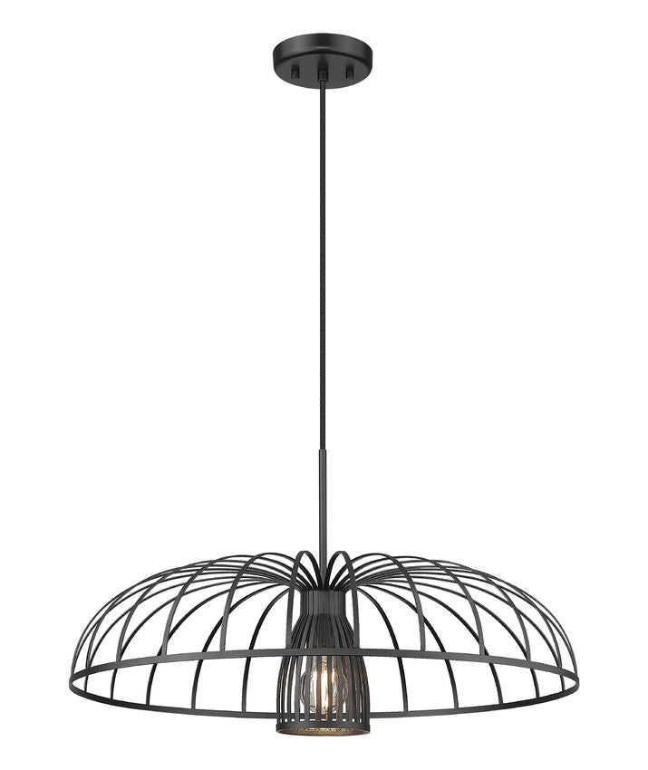 Z-Lite Valencia 24" 1-Light Matte Black Steel Pendant Light