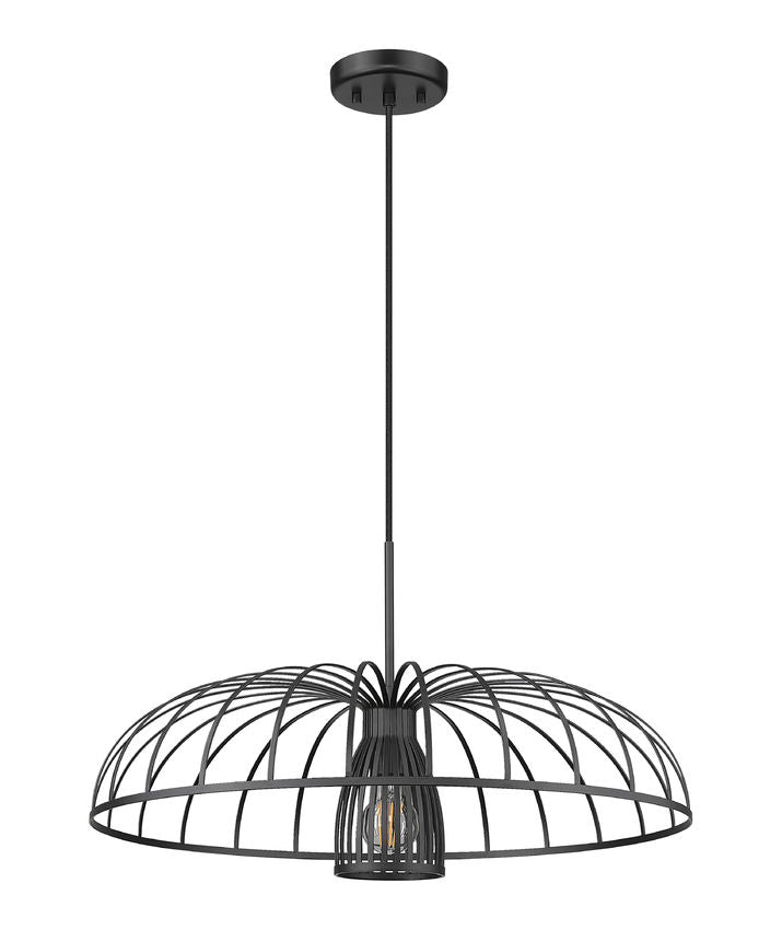 Z-Lite Valencia 24" 1-Light Matte Black Steel Pendant Light