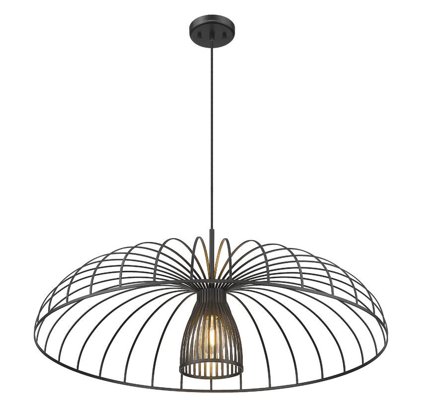 Z-Lite Valencia 35" 1-Light Matte Black Steel Pendant Light
