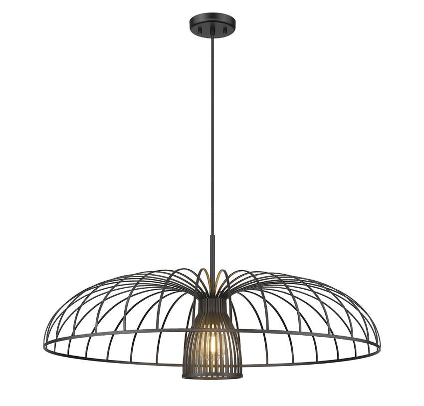 Z-Lite Valencia 35" 1-Light Matte Black Steel Pendant Light