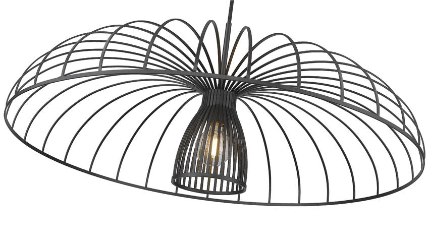 Z-Lite Valencia 35" 1-Light Matte Black Steel Pendant Light
