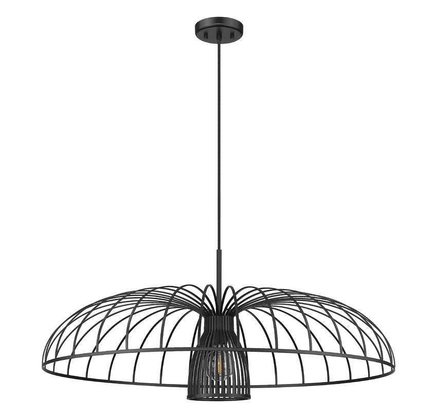 Z-Lite Valencia 35" 1-Light Matte Black Steel Pendant Light