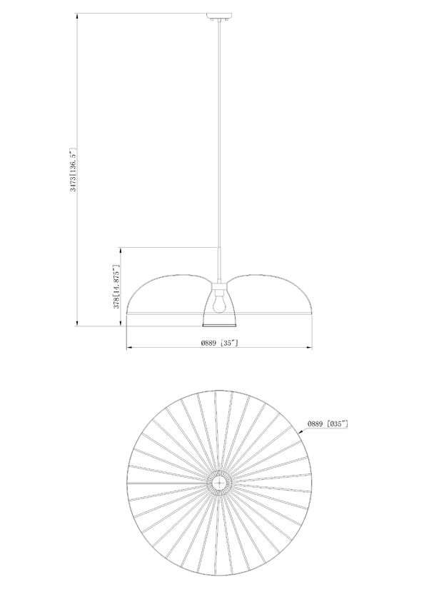 Z-Lite Valencia 35" 1-Light Modern Gold Steel Pendant Light