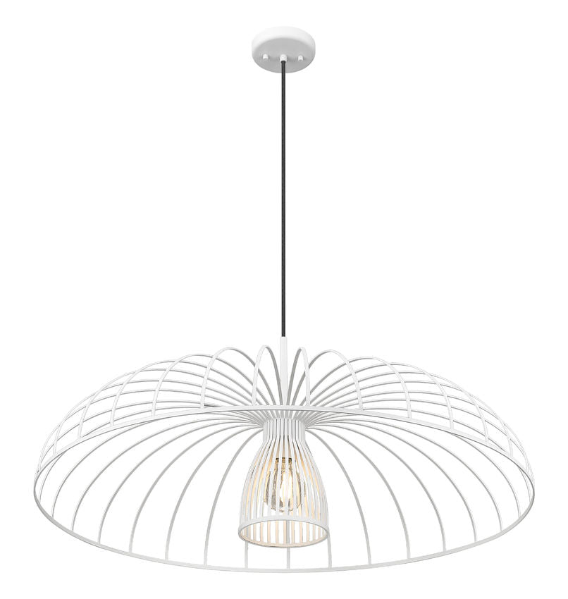 Z-Lite Valencia 35" 1-Light Texture White Steel Pendant Light