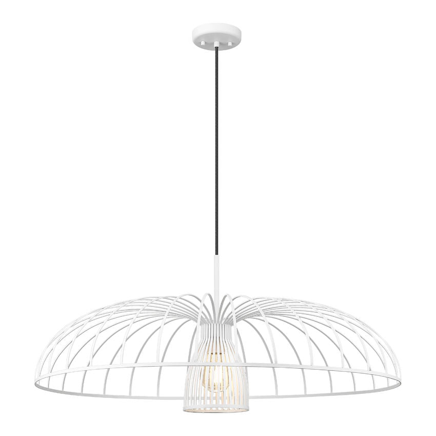 Z-Lite Valencia 35" 1-Light Texture White Steel Pendant Light