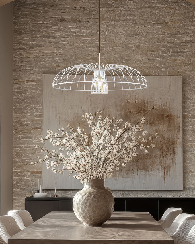 Z-Lite Valencia 35" 1-Light Texture White Steel Pendant Light