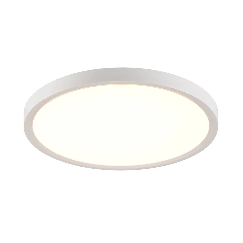 Euri Lighting Residential 15" Dimmable Integrated LED Frosted Plastic Lens and Matte White Bezel Housing Flat  Round Ceiling Light