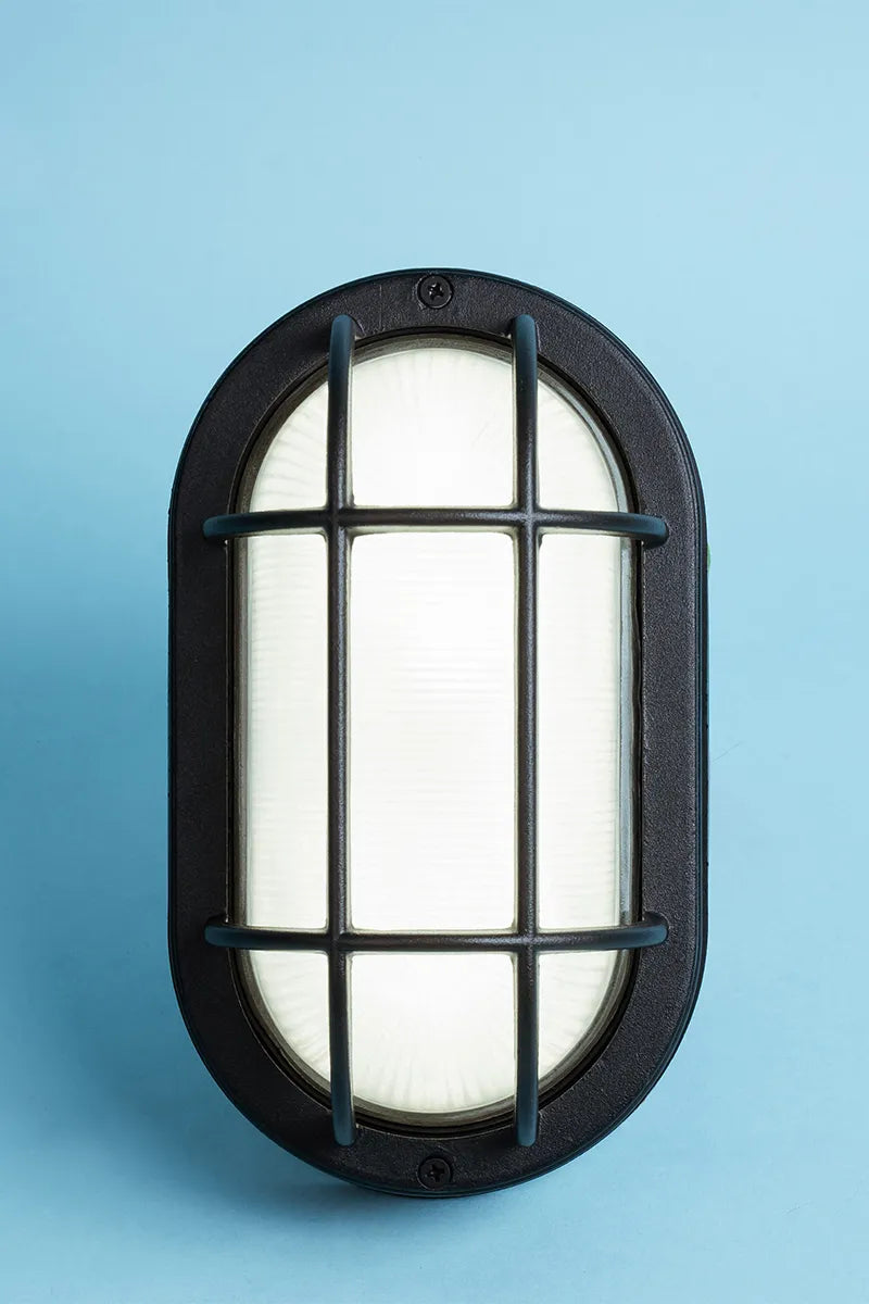 Euri Lighting Residential LED 6.2-Watts Non-Dimmable Wet Rated 6 Color Selectable Frosted Glass Lens Matte Black Housing Outdoor Bulkhead Wall Light