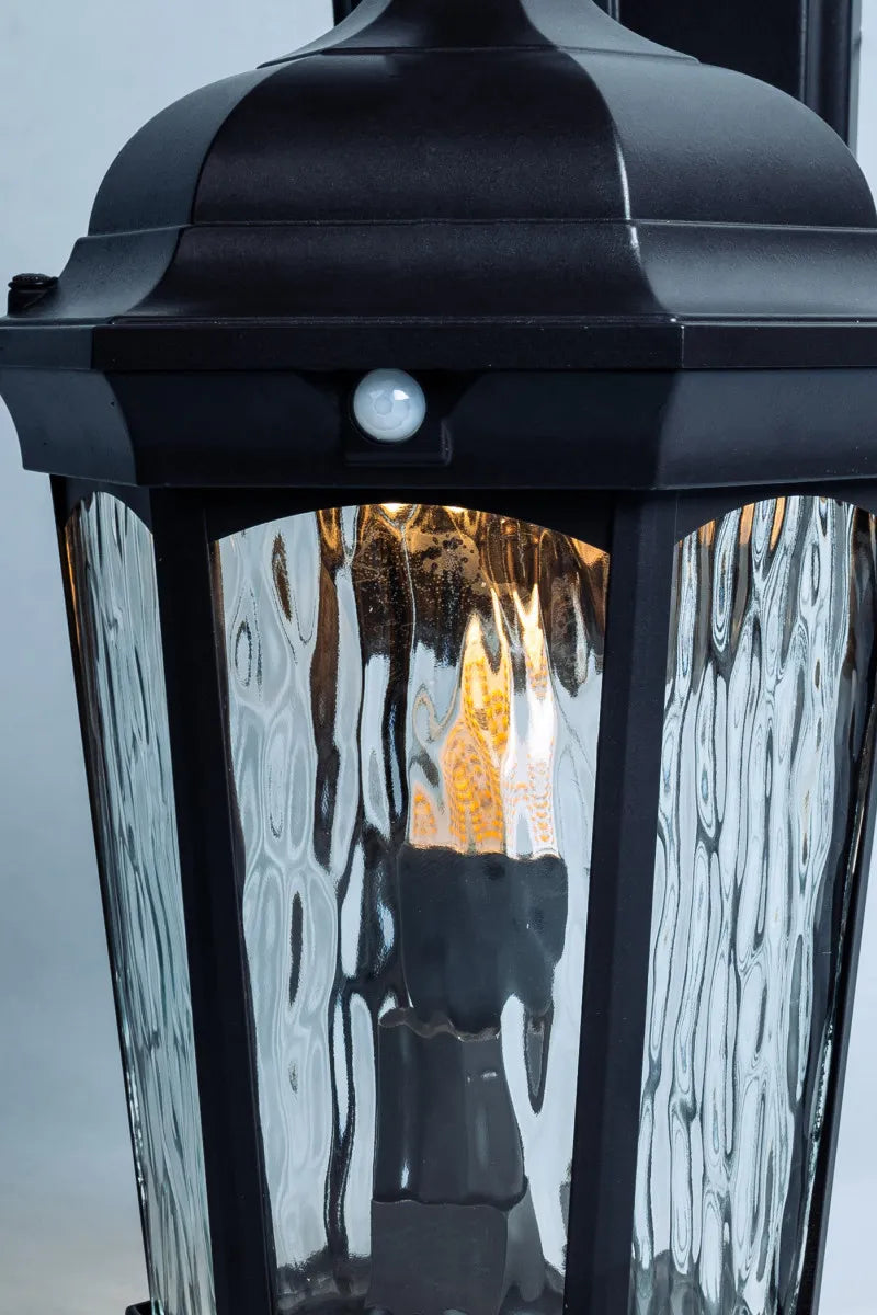 Euri Lighting Decorative Fixture LED Non-Dimmable Motion Sensor Bronze Finish With Water Glass Lens Outdoor Wall Lantern