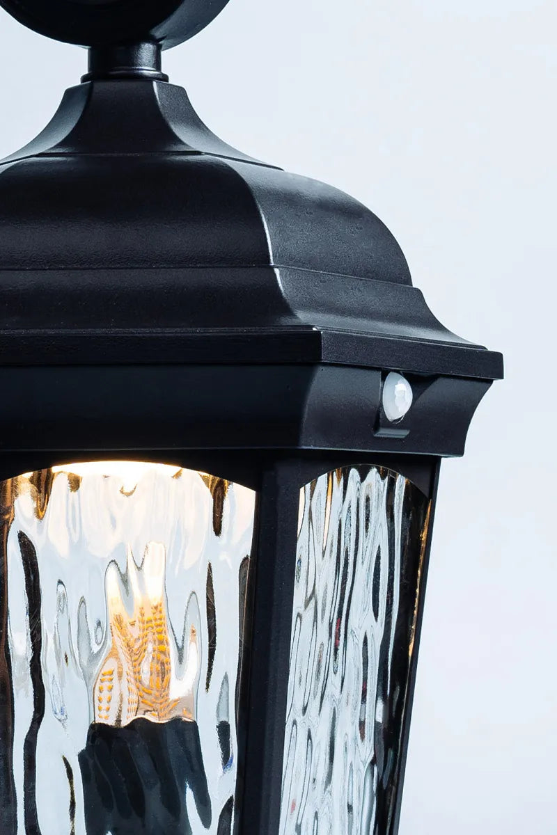 Euri Lighting Decorative Fixture LED Non-Dimmable Motion Sensor Bronze Finish With Water Glass Lens Outdoor Wall Lantern