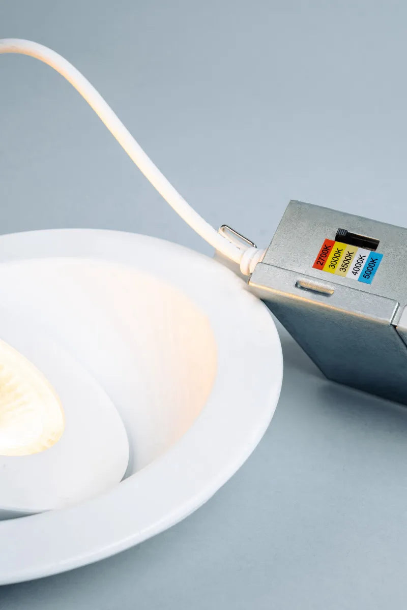 Euri Lighting Commercial 4" LED 65-Watts Equivalent 5 Color Selectable Dimmable Gimbal Downlight With Junction Box