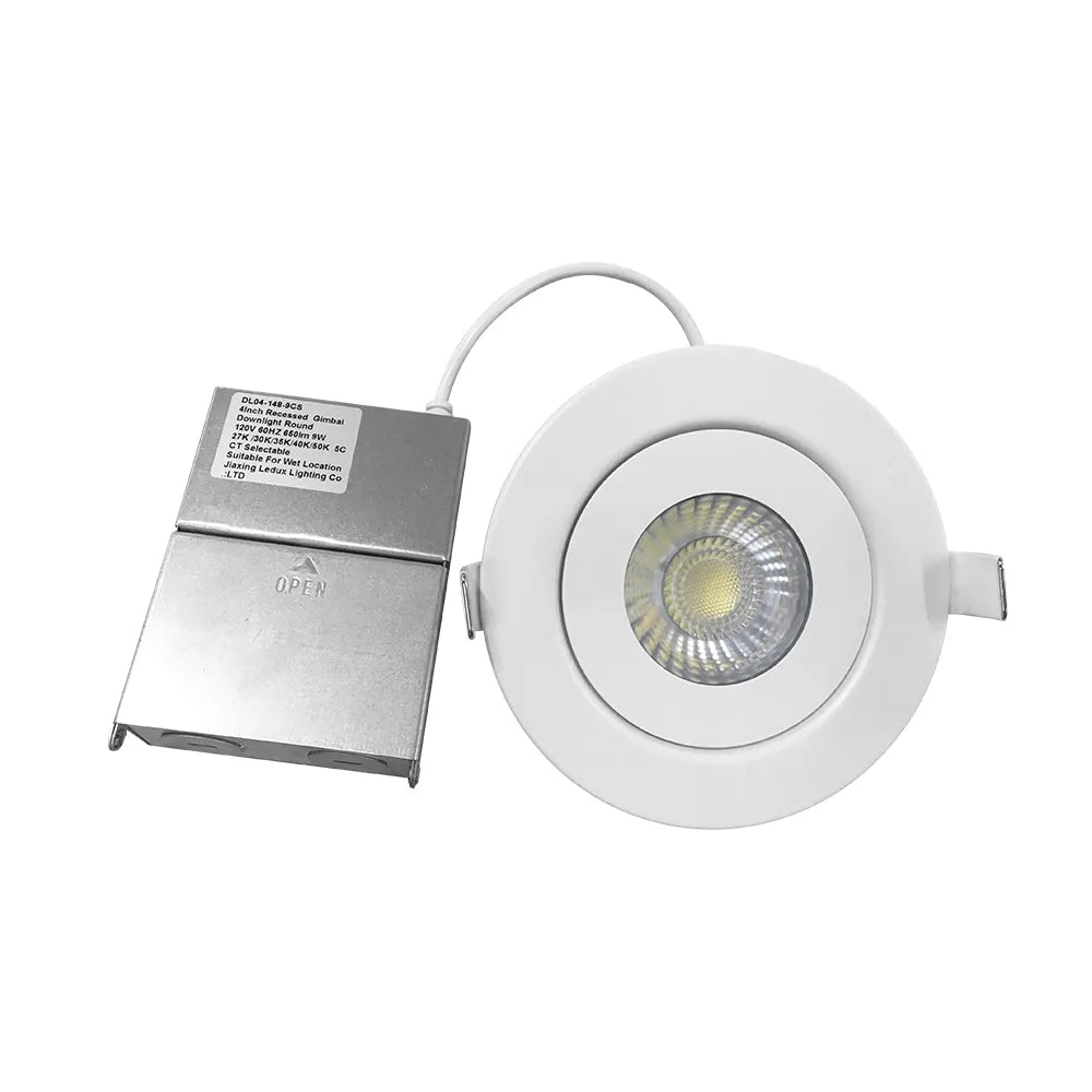 Euri Lighting Commercial 4" LED 65-Watts Equivalent 5 Color Selectable Dimmable Gimbal Downlight With Junction Box