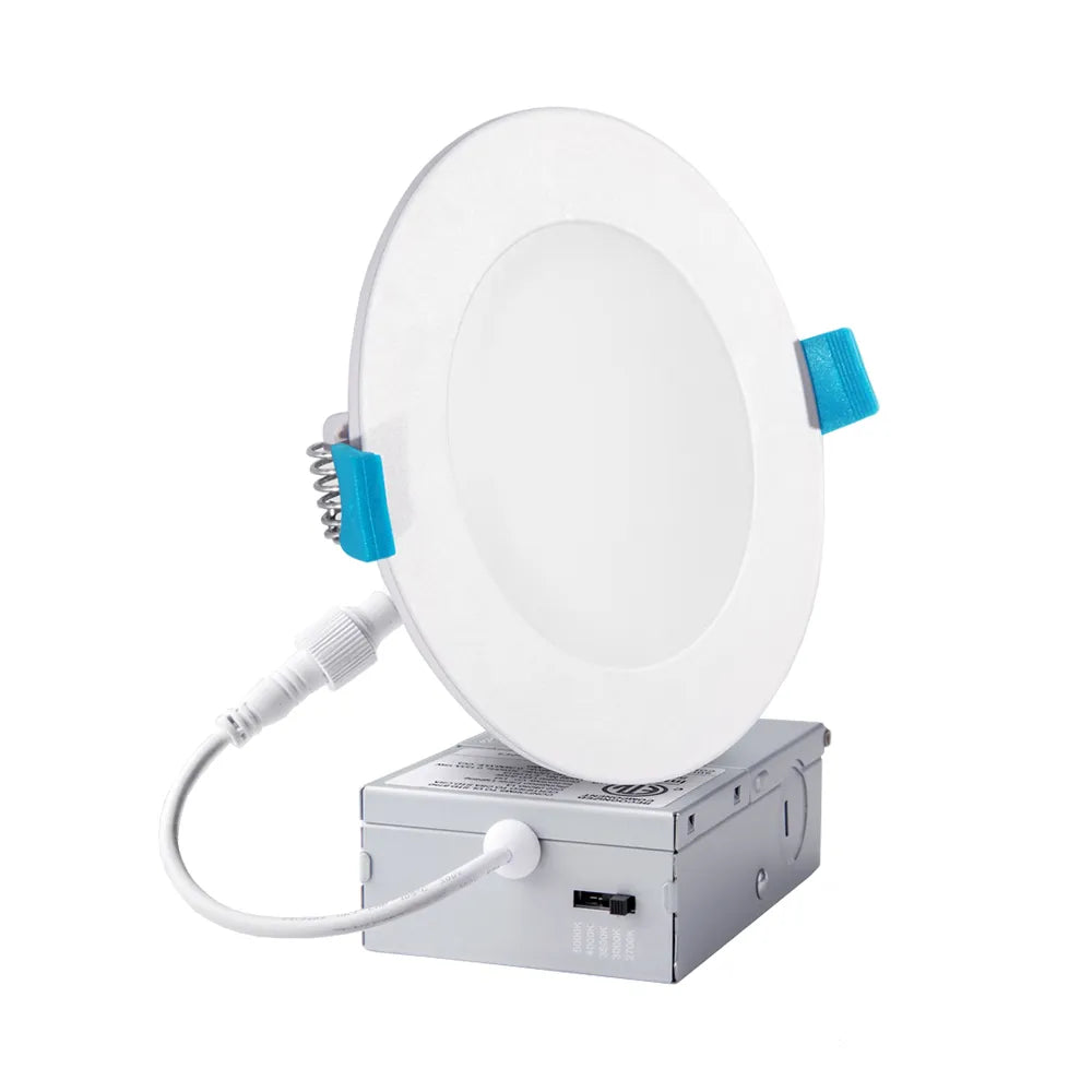 Euri Lighting Commercial 4" 60-Watt Equivalent 5 Color Selectable Dimmable Slim Recessed Downlight With Junction Box