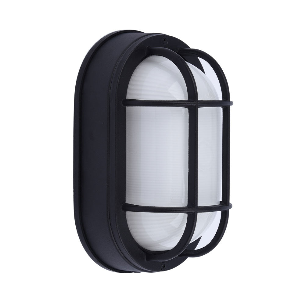 Euri Lighting Residential LED 6.2-Watts Non-Dimmable Wet Rated 6 Color Selectable Frosted Glass Lens Matte Black Housing Outdoor Bulkhead Wall Light
