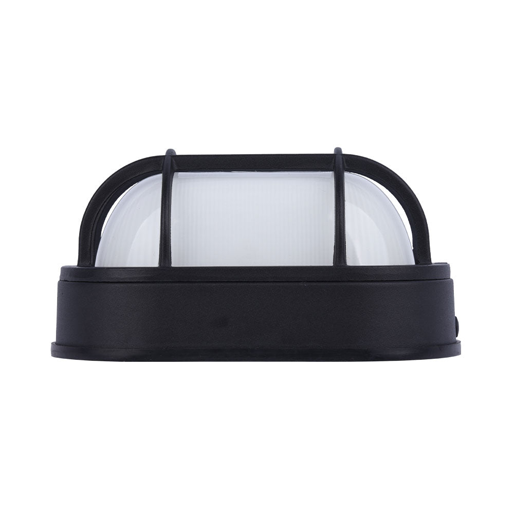 Euri Lighting Residential LED 6.2-Watts Non-Dimmable Wet Rated 6 Color Selectable Frosted Glass Lens Matte Black Housing Outdoor Bulkhead Wall Light