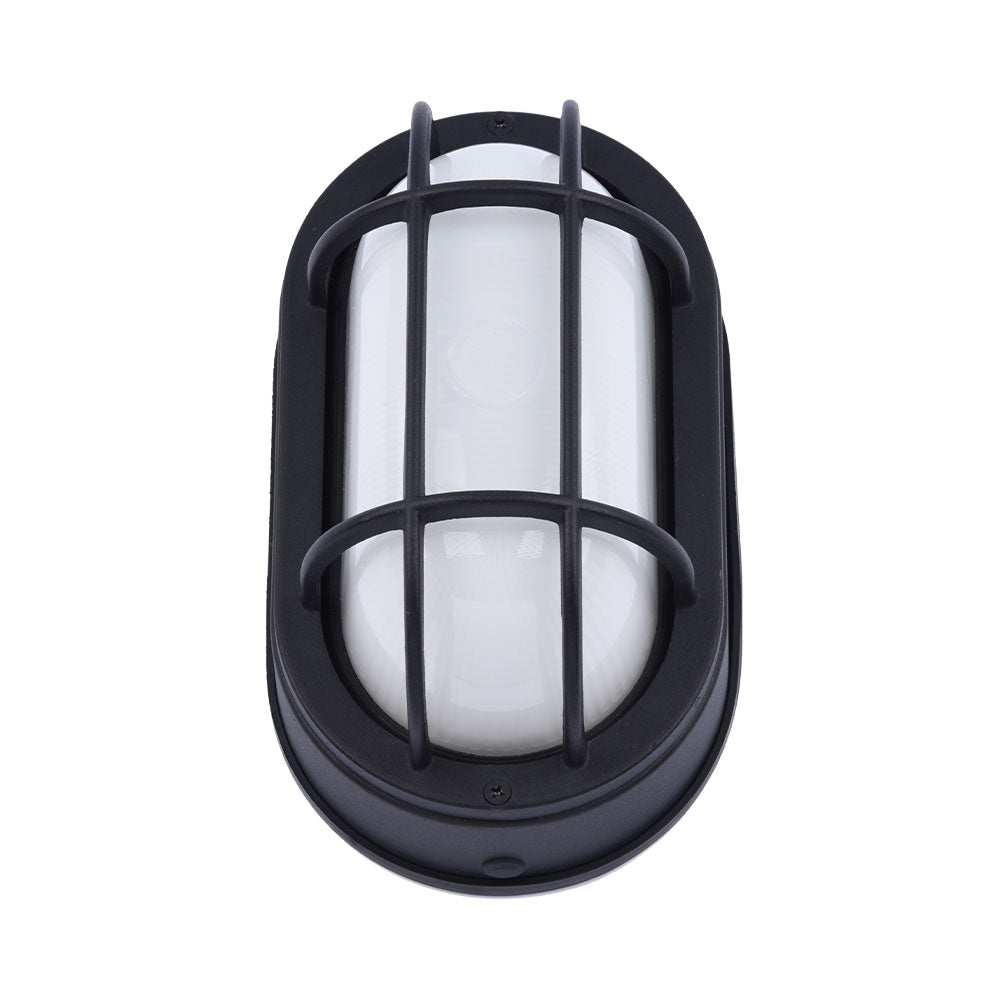 Euri Lighting Residential LED 6.2-Watts Non-Dimmable Wet Rated 6 Color Selectable Frosted Glass Lens Matte Black Housing Outdoor Bulkhead Wall Light