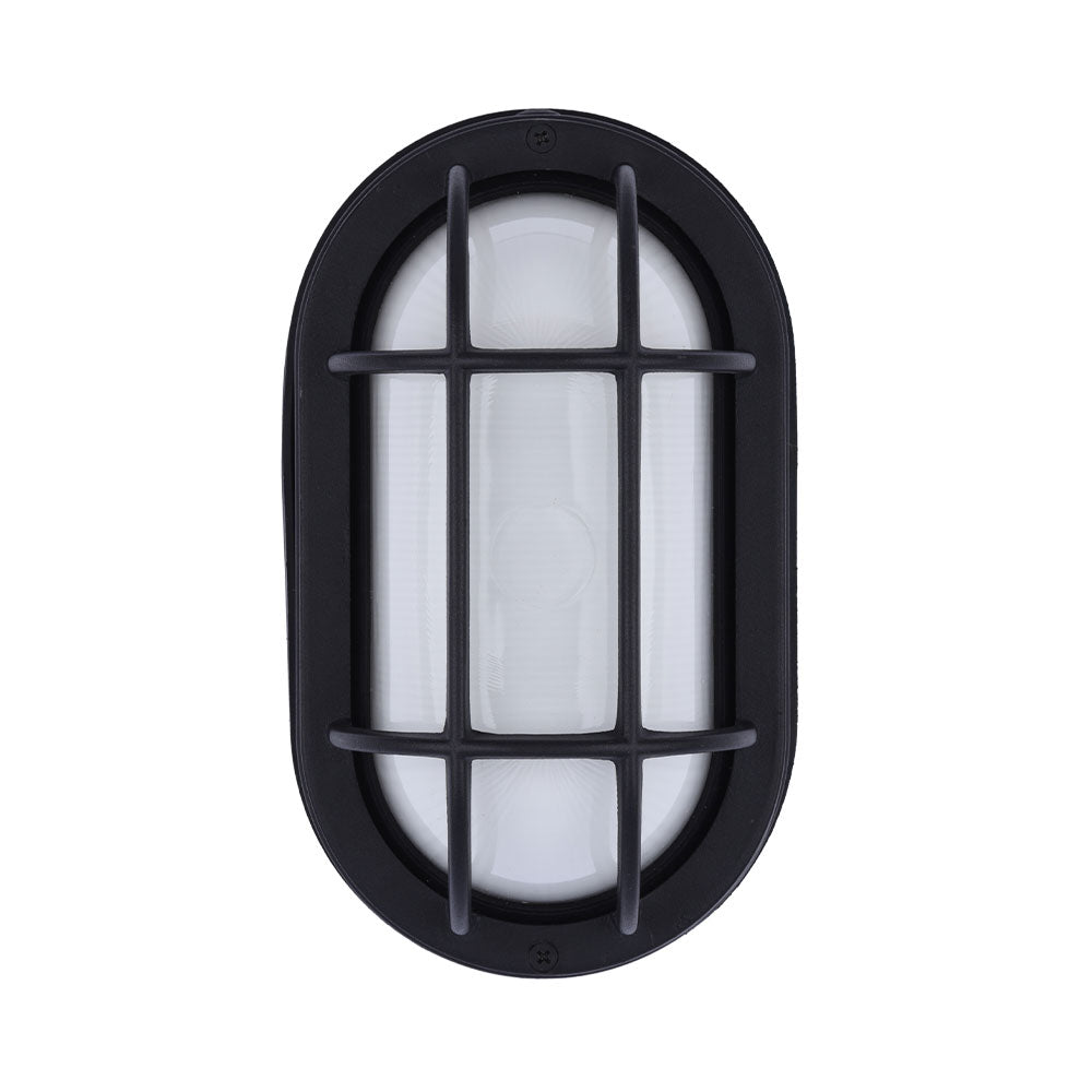 Euri Lighting Residential LED 6.2-Watts Non-Dimmable Wet Rated 6 Color Selectable Frosted Glass Lens Matte Black Housing Outdoor Bulkhead Wall Light
