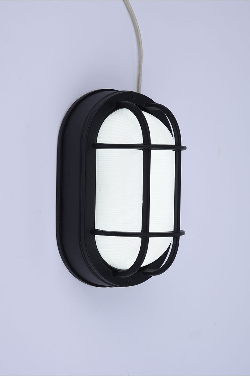 Euri Lighting Residential LED 6.2-Watts Non-Dimmable Wet Rated 6 Color Selectable Frosted Glass Lens Matte Black Housing Outdoor Bulkhead Wall Light
