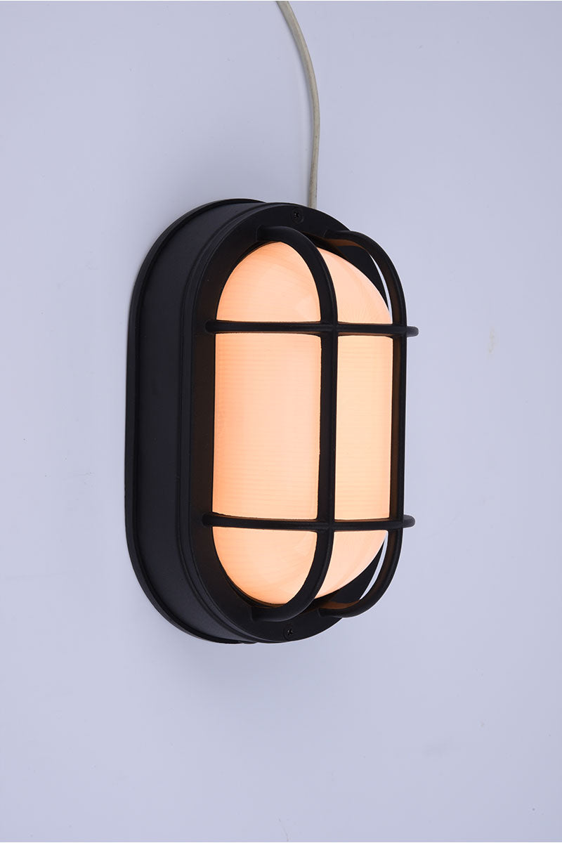 Euri Lighting Residential LED 6.2-Watts Non-Dimmable Wet Rated 6 Color Selectable Frosted Glass Lens Matte Black Housing Outdoor Bulkhead Wall Light