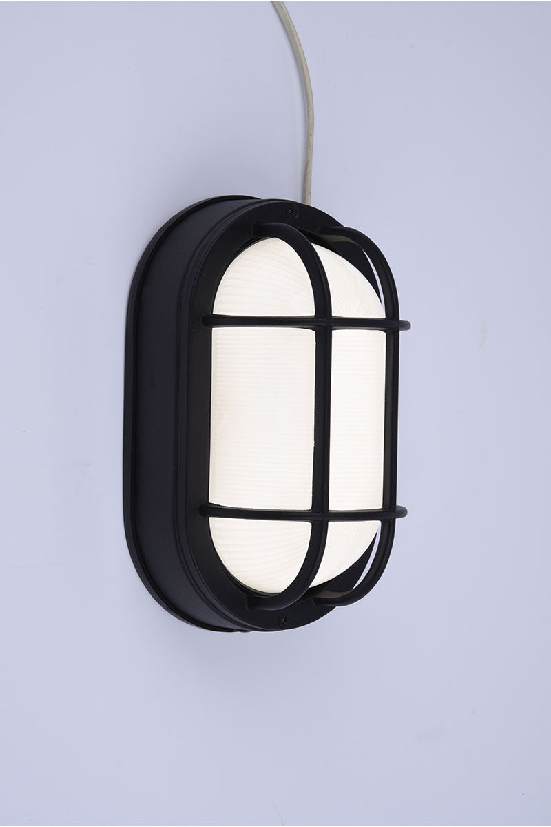 Euri Lighting Residential LED 6.2-Watts Non-Dimmable Wet Rated 6 Color Selectable Frosted Glass Lens Matte Black Housing Outdoor Bulkhead Wall Light