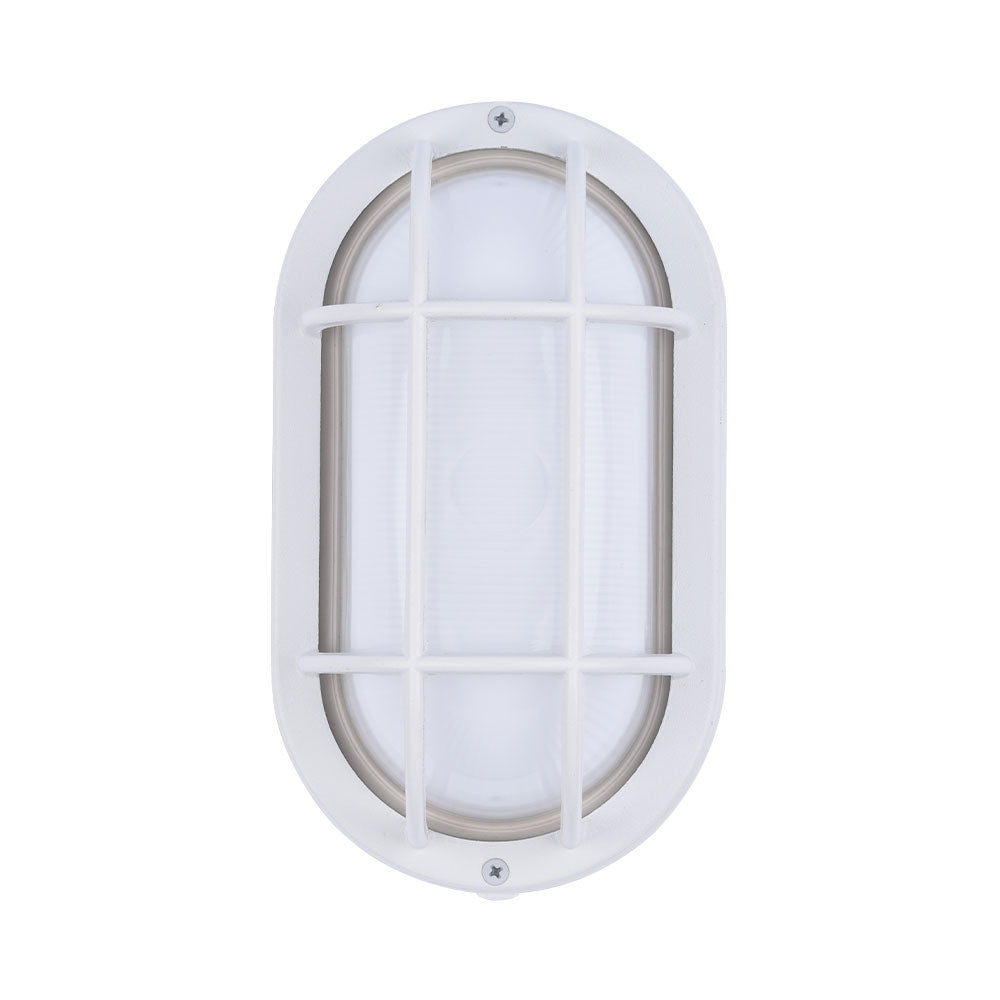 Euri Lighting Residential LED 6.2-Watts Non-Dimmable Wet Rated 6 Color Selectable Frosted Glass Lens Matte White Housing Outdoor Bulkhead Wall Light