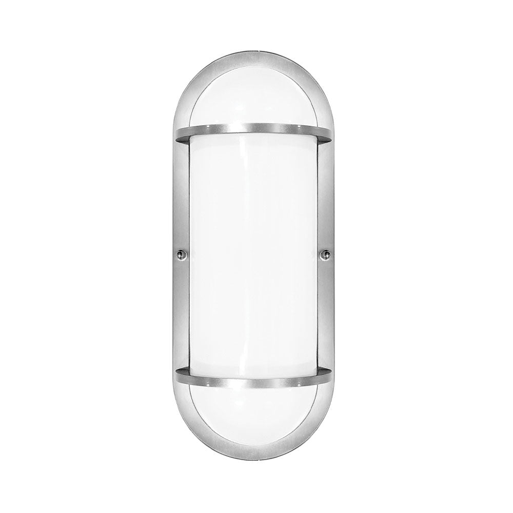 Euri Lighting Residential LED 12.5-Watts Wet Rated 6 Color Selectable Non-Dimmable Photocell Sensor Brushed Nickel Trim Aluminum Housing Oval Wall Sconce