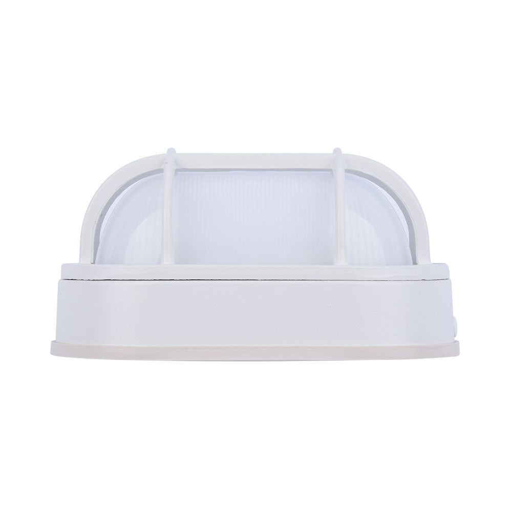 Euri Lighting Residential LED 6.2-Watts Non-Dimmable Wet Rated 6 Color Selectable Frosted Glass Lens Matte White Housing Outdoor Bulkhead Wall Light