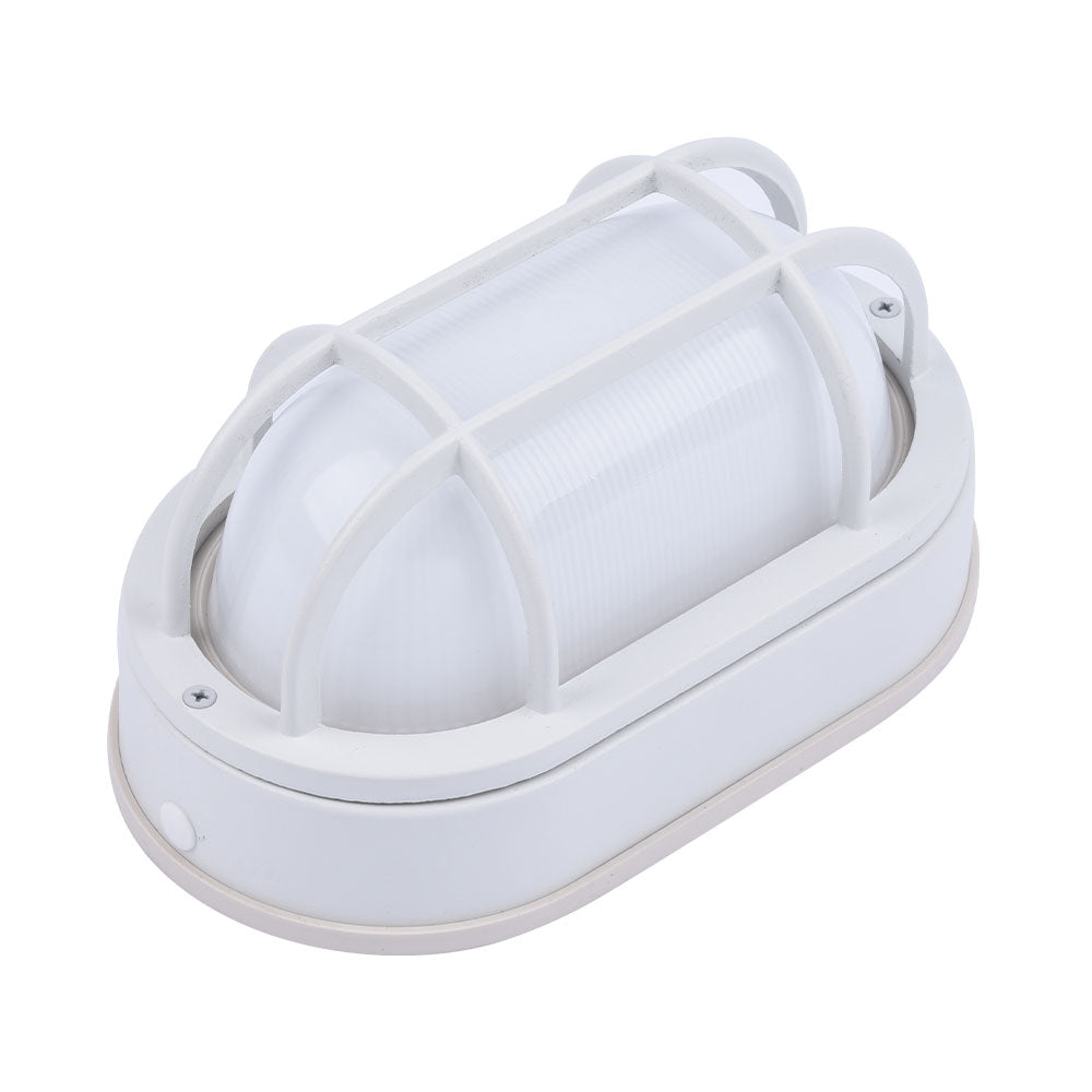 Euri Lighting Residential LED 6.2-Watts Non-Dimmable Wet Rated 6 Color Selectable Frosted Glass Lens Matte White Housing Outdoor Bulkhead Wall Light