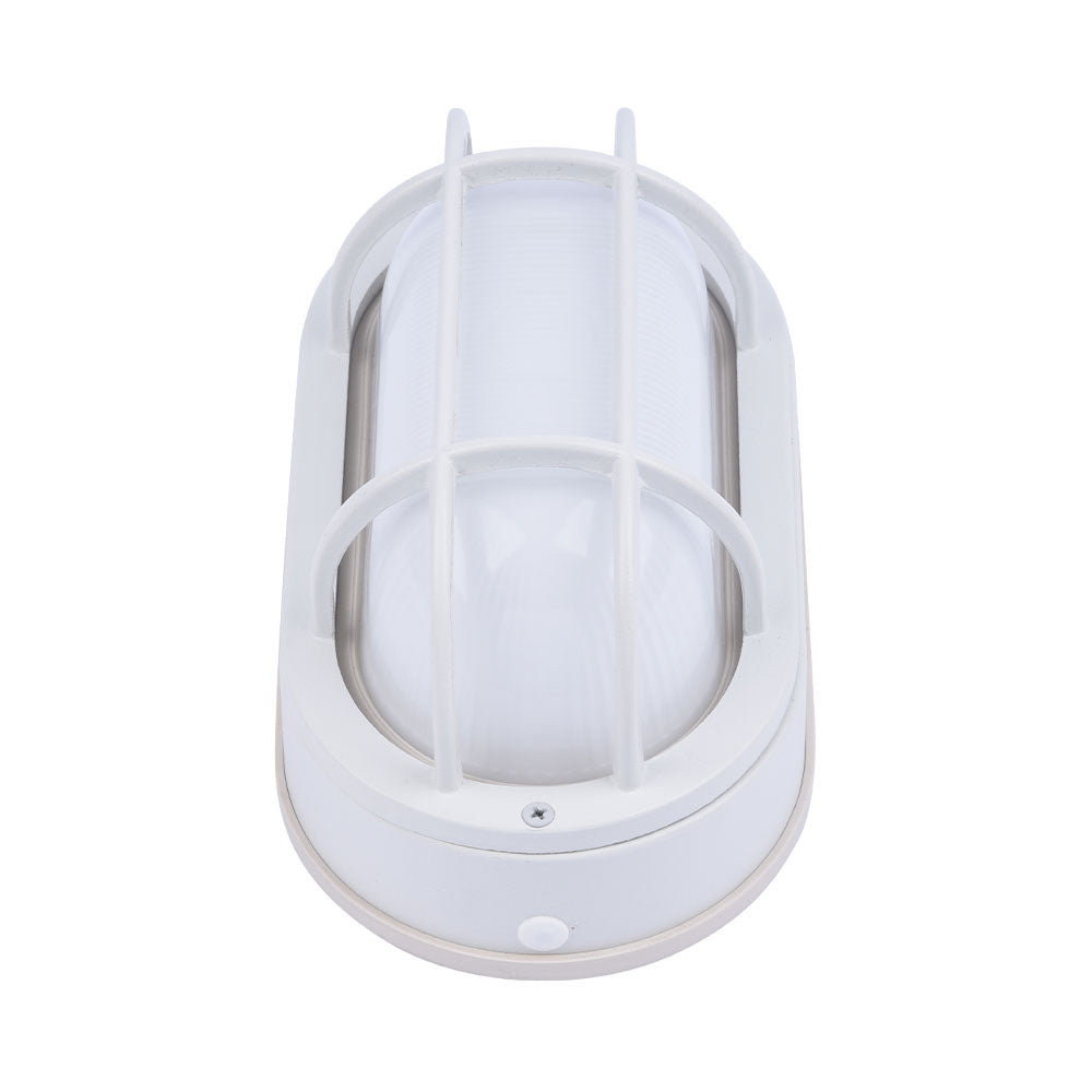 Euri Lighting Residential LED 6.2-Watts Non-Dimmable Wet Rated 6 Color Selectable Frosted Glass Lens Matte White Housing Outdoor Bulkhead Wall Light