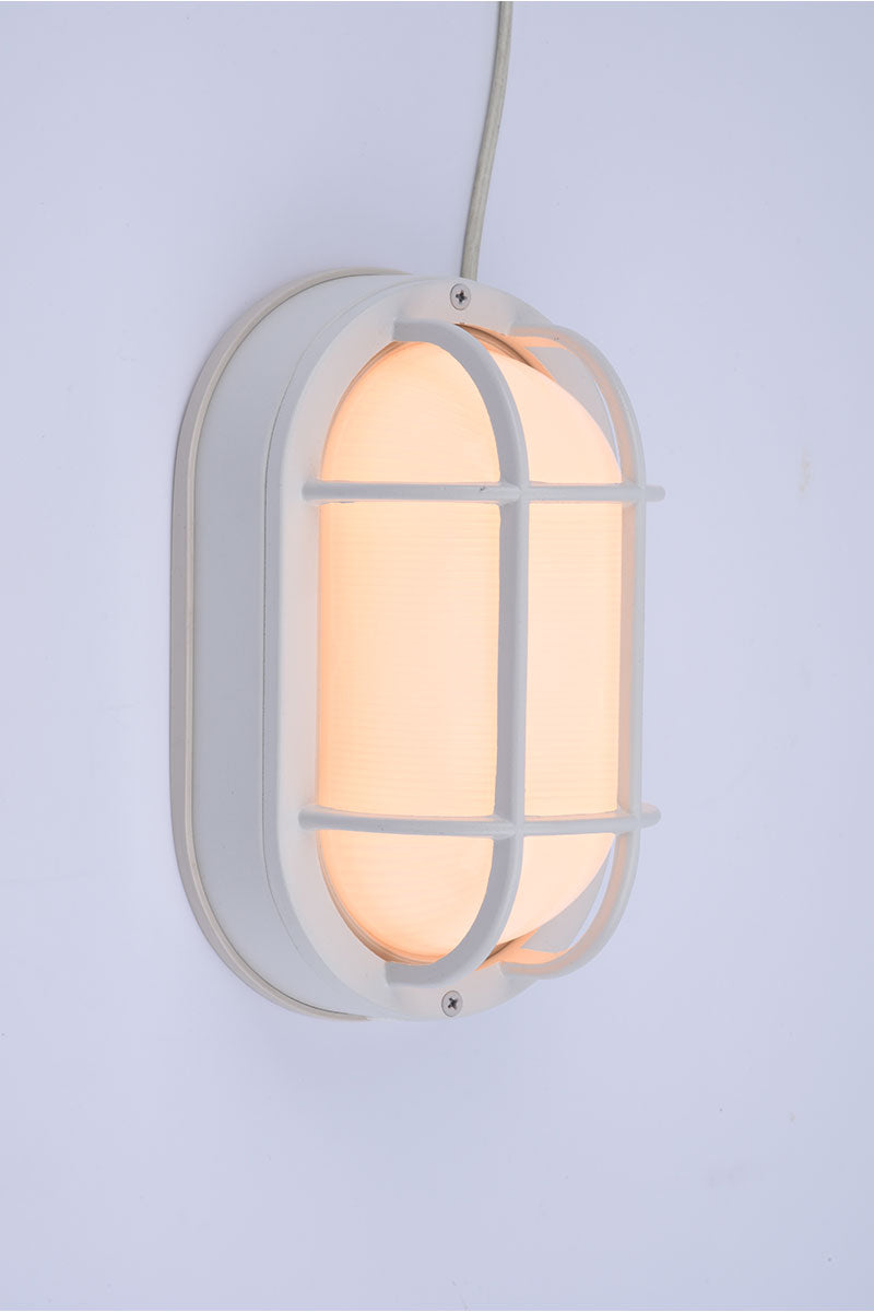 Euri Lighting Residential LED 6.2-Watts Non-Dimmable Wet Rated 6 Color Selectable Frosted Glass Lens Matte White Housing Outdoor Bulkhead Wall Light