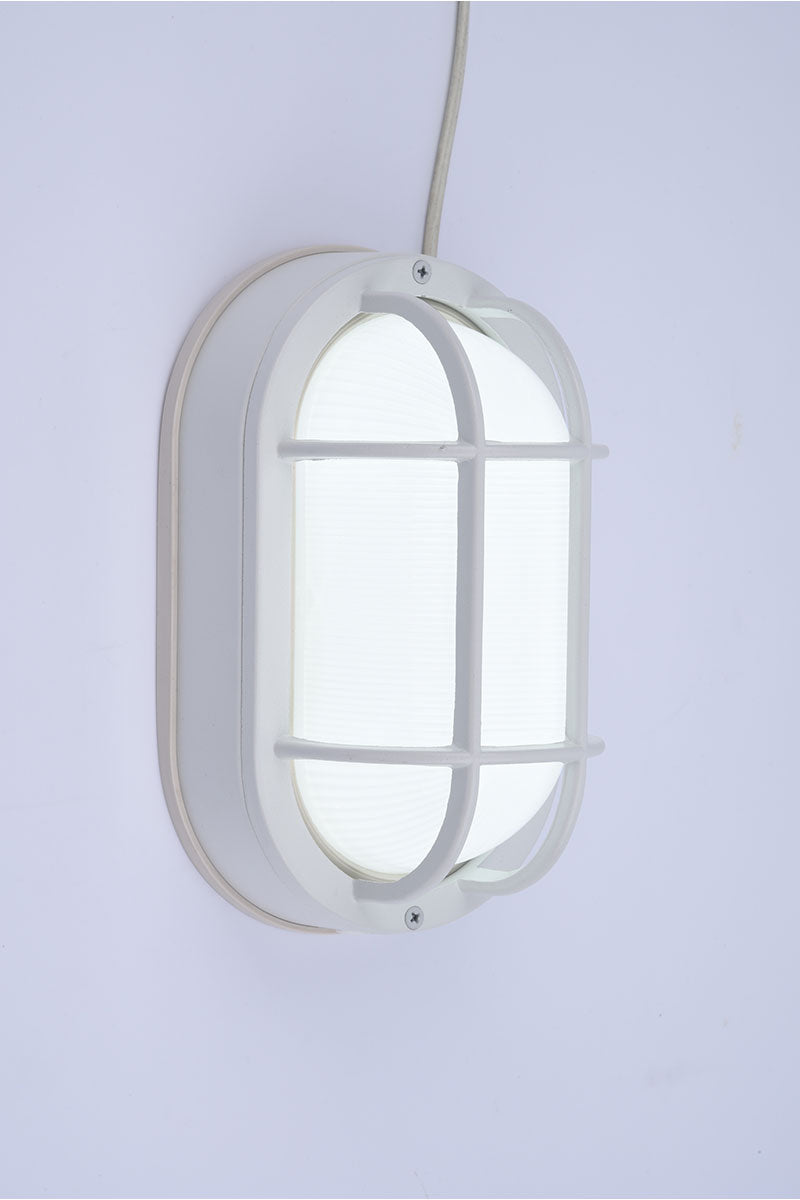 Euri Lighting Residential LED 6.2-Watts Non-Dimmable Wet Rated 6 Color Selectable Frosted Glass Lens Matte White Housing Outdoor Bulkhead Wall Light