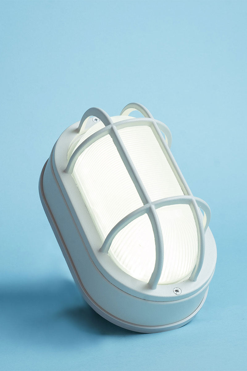 Euri Lighting Residential LED 6.2-Watts Non-Dimmable Wet Rated 6 Color Selectable Frosted Glass Lens Matte White Housing Outdoor Bulkhead Wall Light