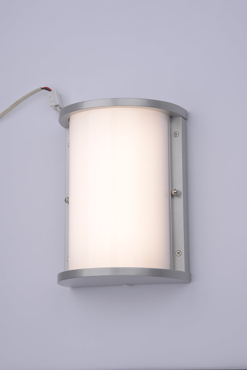 Euri Lighting Residential LED 12.5-Watts Wet Rated 6 Color Selectable Non-Dimmable Photocell Sensor Brushed Nickel Trim Aluminum Housing Half Cylinder Wall Sconce