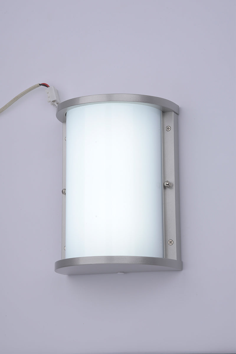 Euri Lighting Residential LED 12.5-Watts Wet Rated 6 Color Selectable Non-Dimmable Photocell Sensor Brushed Nickel Trim Aluminum Housing Half Cylinder Wall Sconce