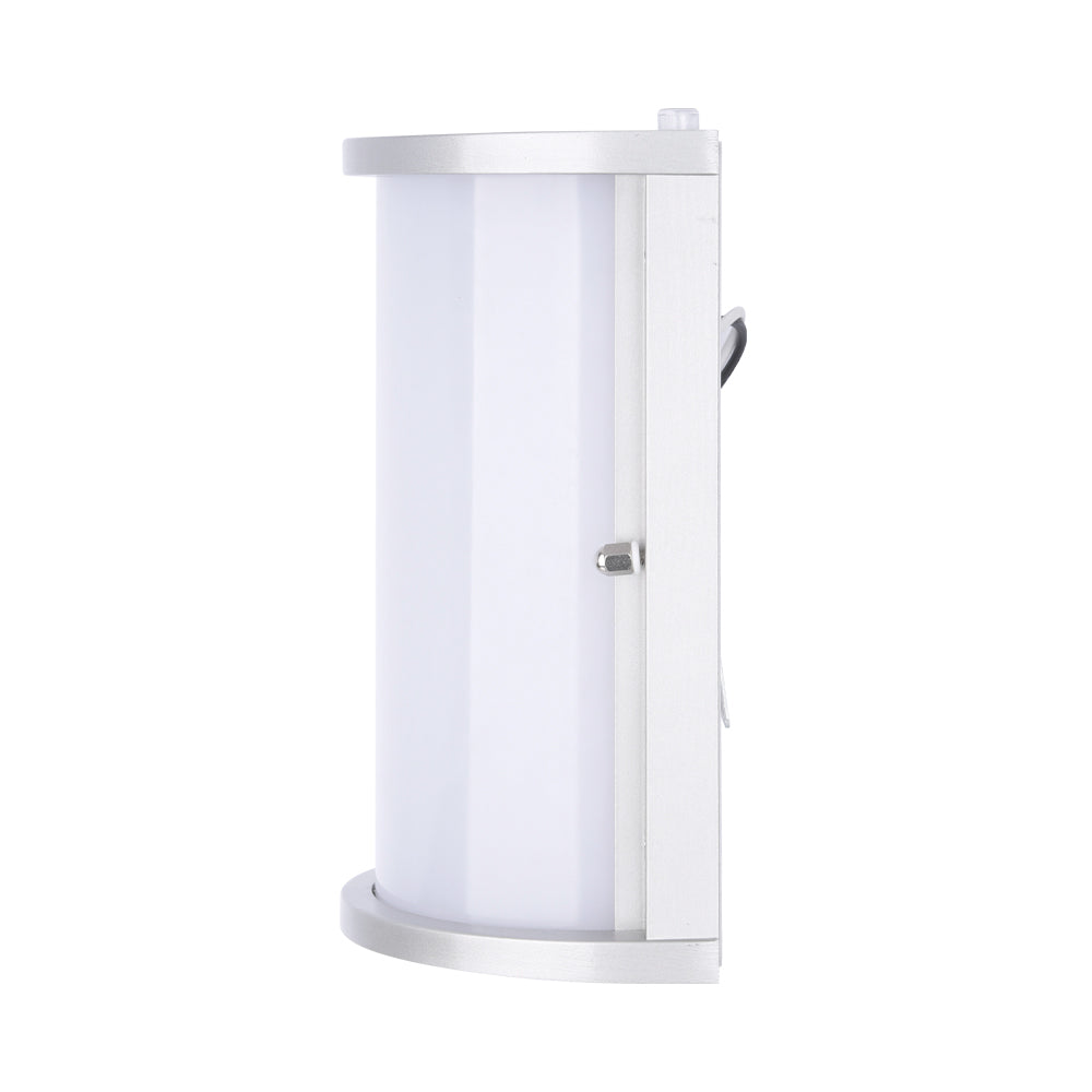 Euri Lighting Residential LED 12.5-Watts Wet Rated 6 Color Selectable Non-Dimmable Photocell Sensor Brushed Nickel Trim Aluminum Housing Half Cylinder Wall Sconce