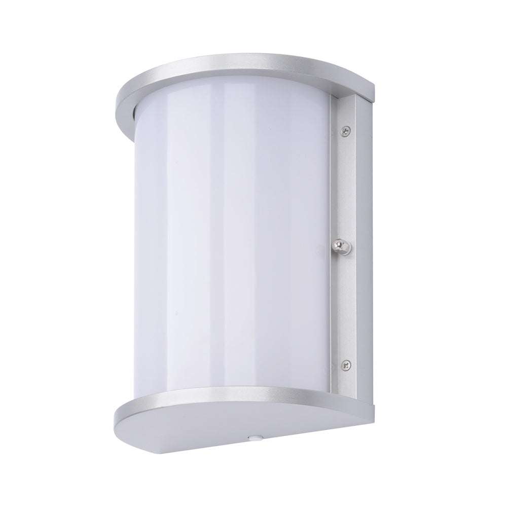 Euri Lighting Residential LED 12.5-Watts Wet Rated 6 Color Selectable Non-Dimmable Photocell Sensor Brushed Nickel Trim Aluminum Housing Half Cylinder Wall Sconce