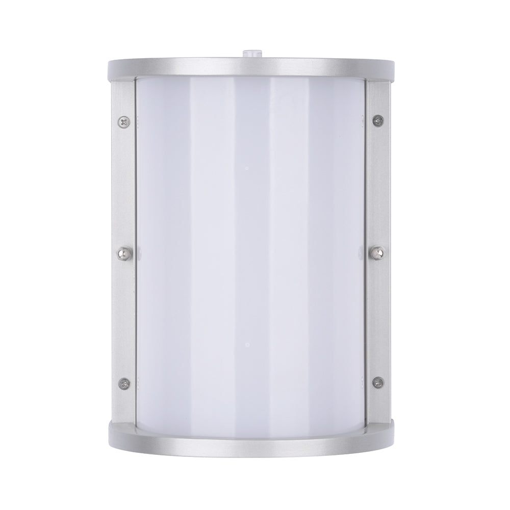 Euri Lighting Residential LED 12.5-Watts Wet Rated 6 Color Selectable Non-Dimmable Photocell Sensor Brushed Nickel Trim Aluminum Housing Half Cylinder Wall Sconce